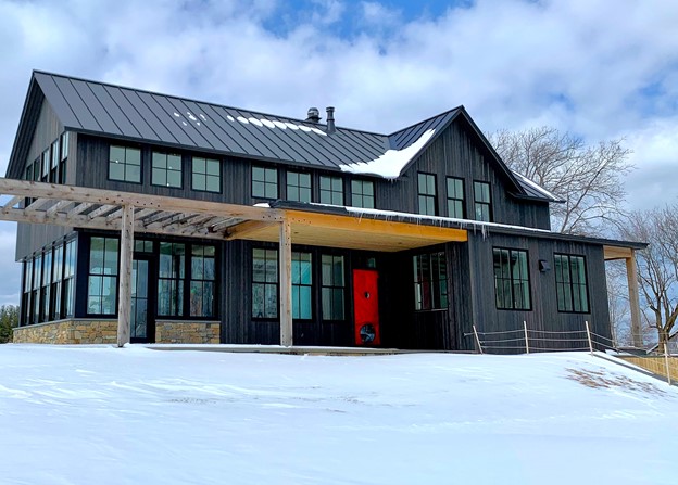 A single family residence in a snowy setting